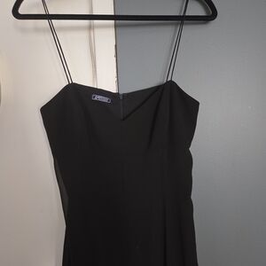 American Living Black Strapless Pleated Flare Bottom Dress